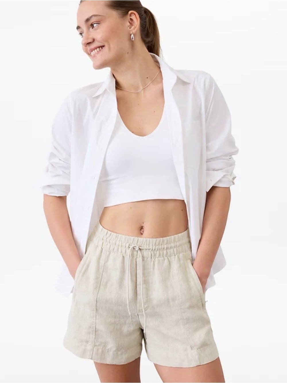 Athleta Retreat linen mid rise 4” short Size XS